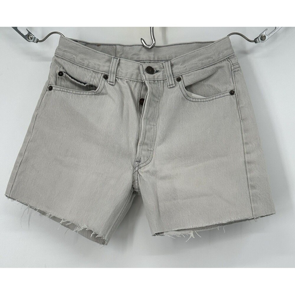 Vintage 90s Levis 501 Shorts Sz 30 cream Denim Cut Off Jeans USA‎ Measures 24x 4